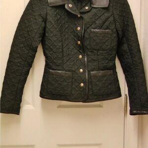 LOUIS VUITTON LEATHER-TRIMMED
MONOGRAM BLACK JACKET SIZE F 34 UK 6 US 0/XS